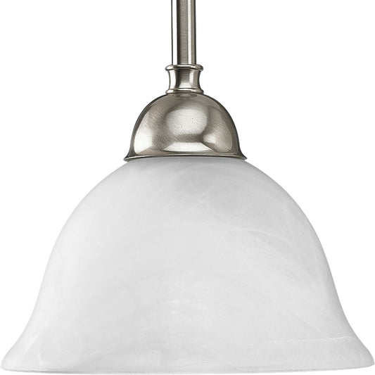 PROGRESS LIGHTING P5068-09 Brushed Nickel Avalon Collection One-Light Brushed Nickel Alabaster Glass Traditional Mini-Pendant Light