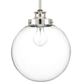 PROGRESS LIGHTING P5070-104 Polished Nickel Penn Collection One-Light Polished Nickel Clear Glass Farmhouse Pendant Light