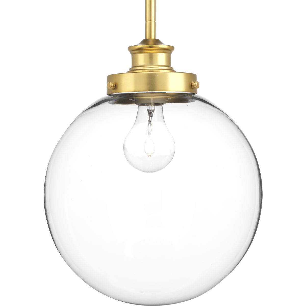 PROGRESS LIGHTING P5070-137 Natural Brass Penn Collection One-Light Natural Brass Clear Glass Farmhouse Pendant Light