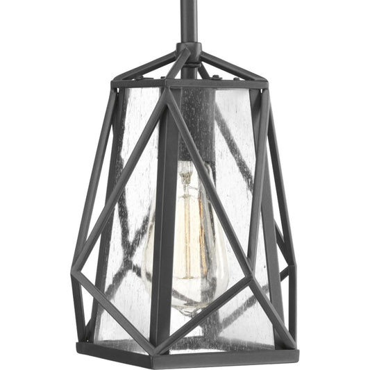 PROGRESS LIGHTING P5073-143 Graphite Marque Collection One-Light Graphite Clear Seeded Glass Global Pendant Light