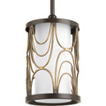 PROGRESS LIGHTING P5082-20 Antique Bronze Cirrine Collection One-Light Antique Bronze Etched White Glass Global Mini-Pendant Light