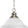 PROGRESS LIGHTING P5090-09 Brushed Nickel Bedford Collection One-Light Brushed Nickel Etched Alabaster Glass Traditional Pendant Light