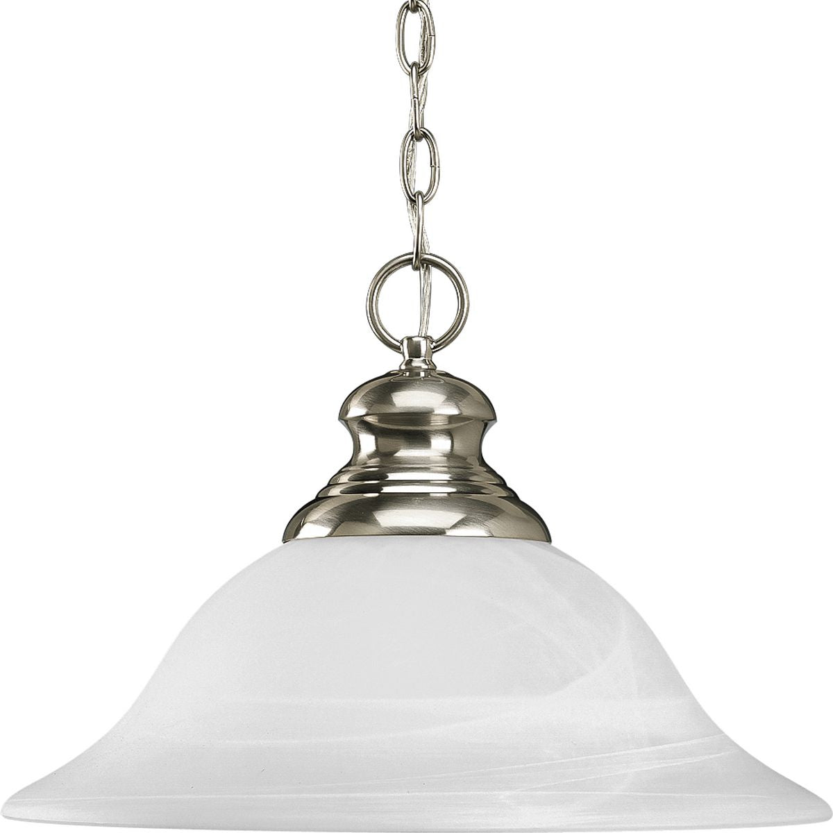 PROGRESS LIGHTING P5090-09 Brushed Nickel Bedford Collection One-Light Brushed Nickel Etched Alabaster Glass Traditional Pendant Light