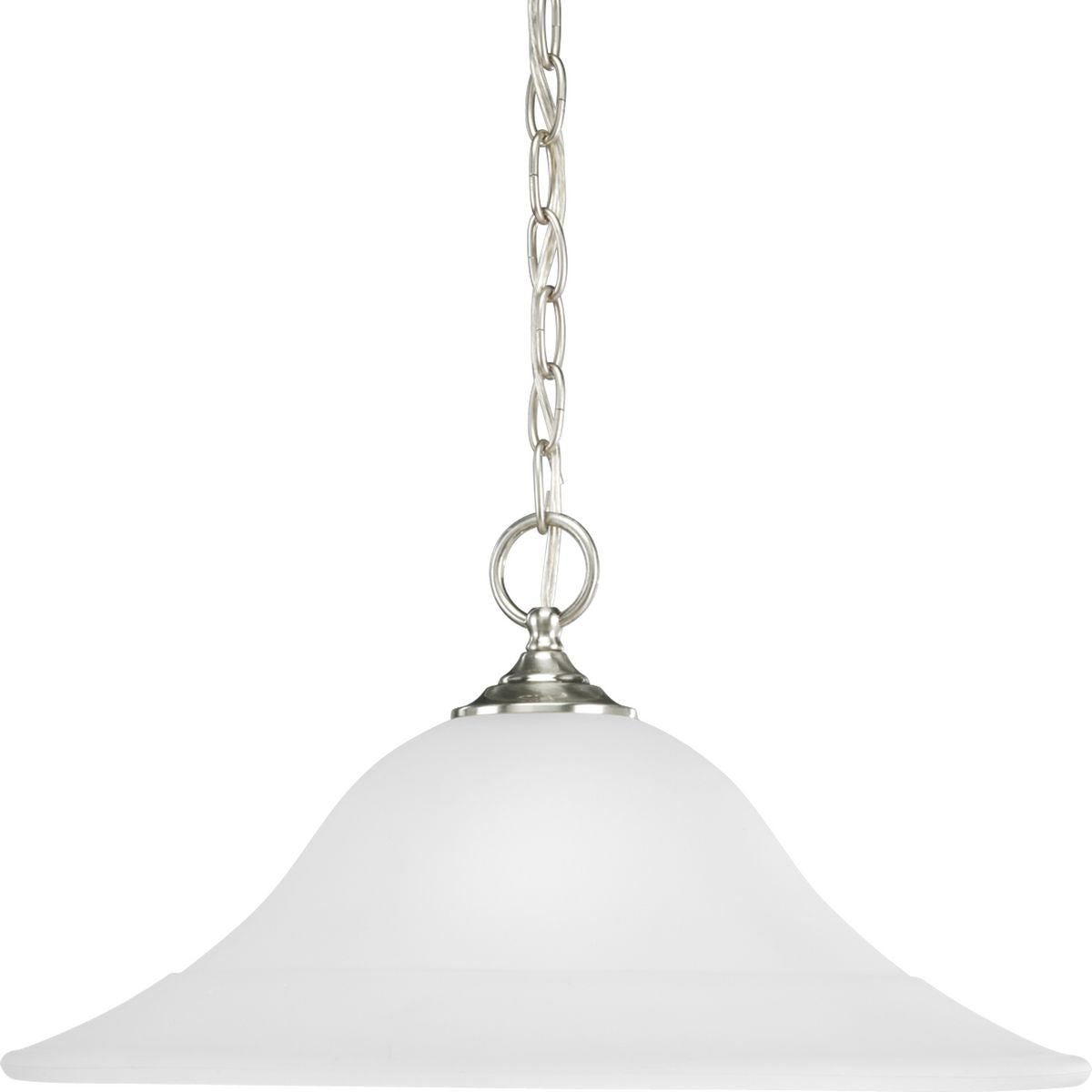 PROGRESS LIGHTING P5095-09 Brushed Nickel Trinity Collection One-Light Brushed Nickel Etched Glass Traditional Pendant Light