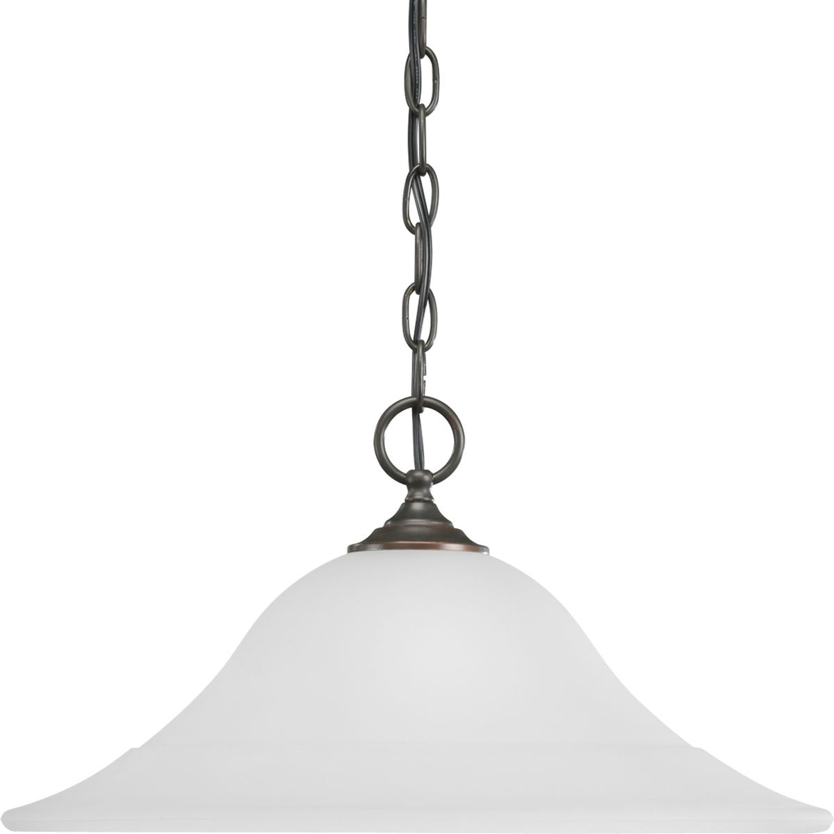 PROGRESS LIGHTING P5095-20 Antique Bronze Trinity Collection One-Light Antique Bronze Etched Glass Traditional Pendant Light