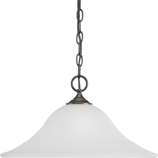 PROGRESS LIGHTING P5095-20 Antique Bronze Trinity Collection One-Light Antique Bronze Etched Glass Traditional Pendant Light