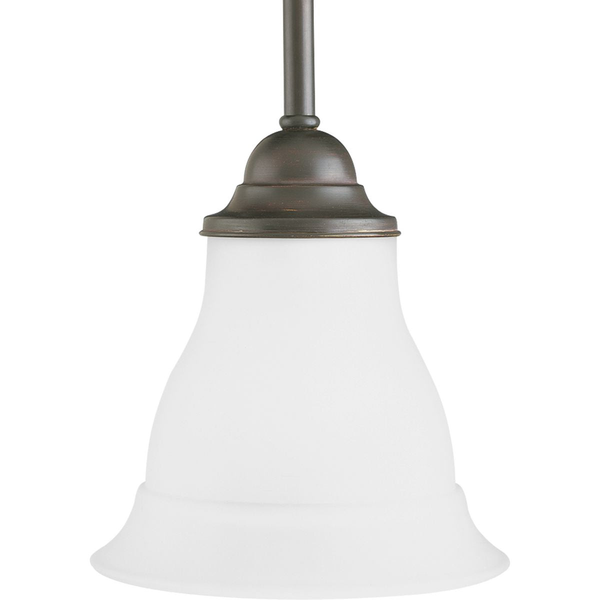 PROGRESS LIGHTING P5096-20 Antique Bronze Trinity Collection One-Light Antique Bronze Etched Glass Traditional Mini-Pendant Light