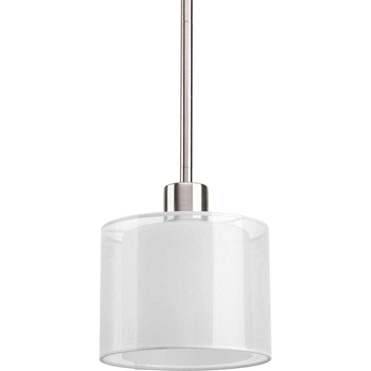 PROGRESS LIGHTING P5110-09 Brushed Nickel Invite Collection One-Light Brushed Nickel White Mylar Shade New Traditional Mini-Pendant Light