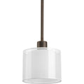 PROGRESS LIGHTING P5110-20 Antique Bronze Invite Collection One-Light Antique Bronze White Mylar Shade New Traditional Mini-Pendant Light