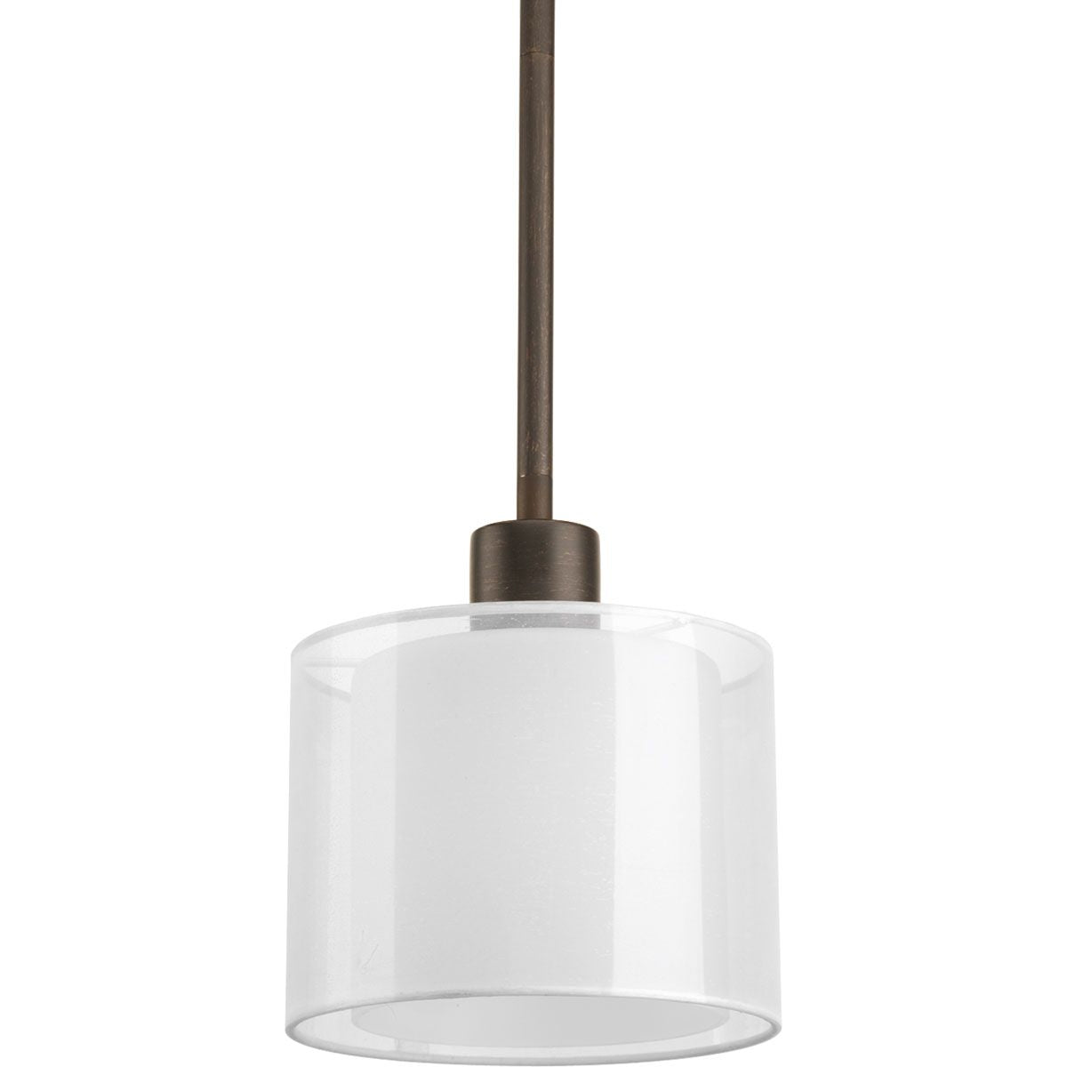 PROGRESS LIGHTING P5110-20 Antique Bronze Invite Collection One-Light Antique Bronze White Mylar Shade New Traditional Mini-Pendant Light