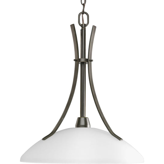PROGRESS LIGHTING P5112-20 Antique Bronze Wisten Collection One-Light Antique Bronze Etched Glass Modern Pendant Light