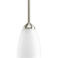 PROGRESS LIGHTING P5113-09 Brushed Nickel Gather Collection One-Light Brushed Nickel Etched Glass Traditional Mini-Pendant Light