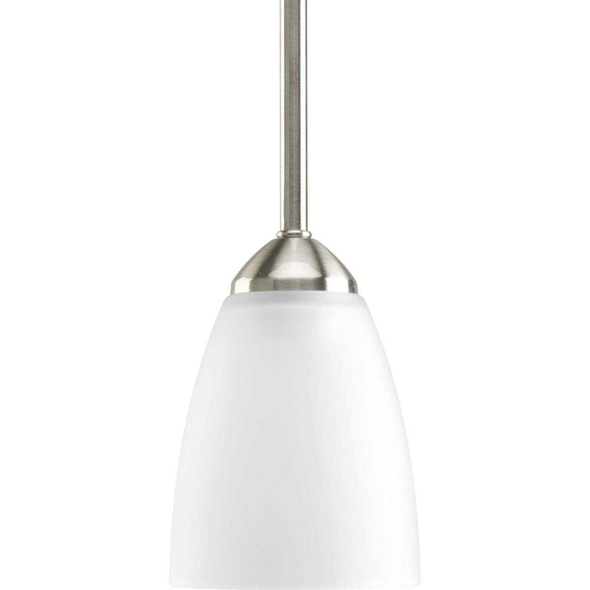 PROGRESS LIGHTING P5113-09 Brushed Nickel Gather Collection One-Light Brushed Nickel Etched Glass Traditional Mini-Pendant Light