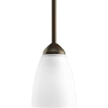 PROGRESS LIGHTING P5113-20 Antique Bronze Gather Collection One-Light Antique Bronze Etched Glass Traditional Mini-Pendant Light
