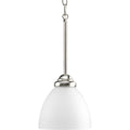 PROGRESS LIGHTING P5131-09 Brushed Nickel Heart Collection One-Light Brushed Nickel Etched Glass Traditional Mini-Pendant Light