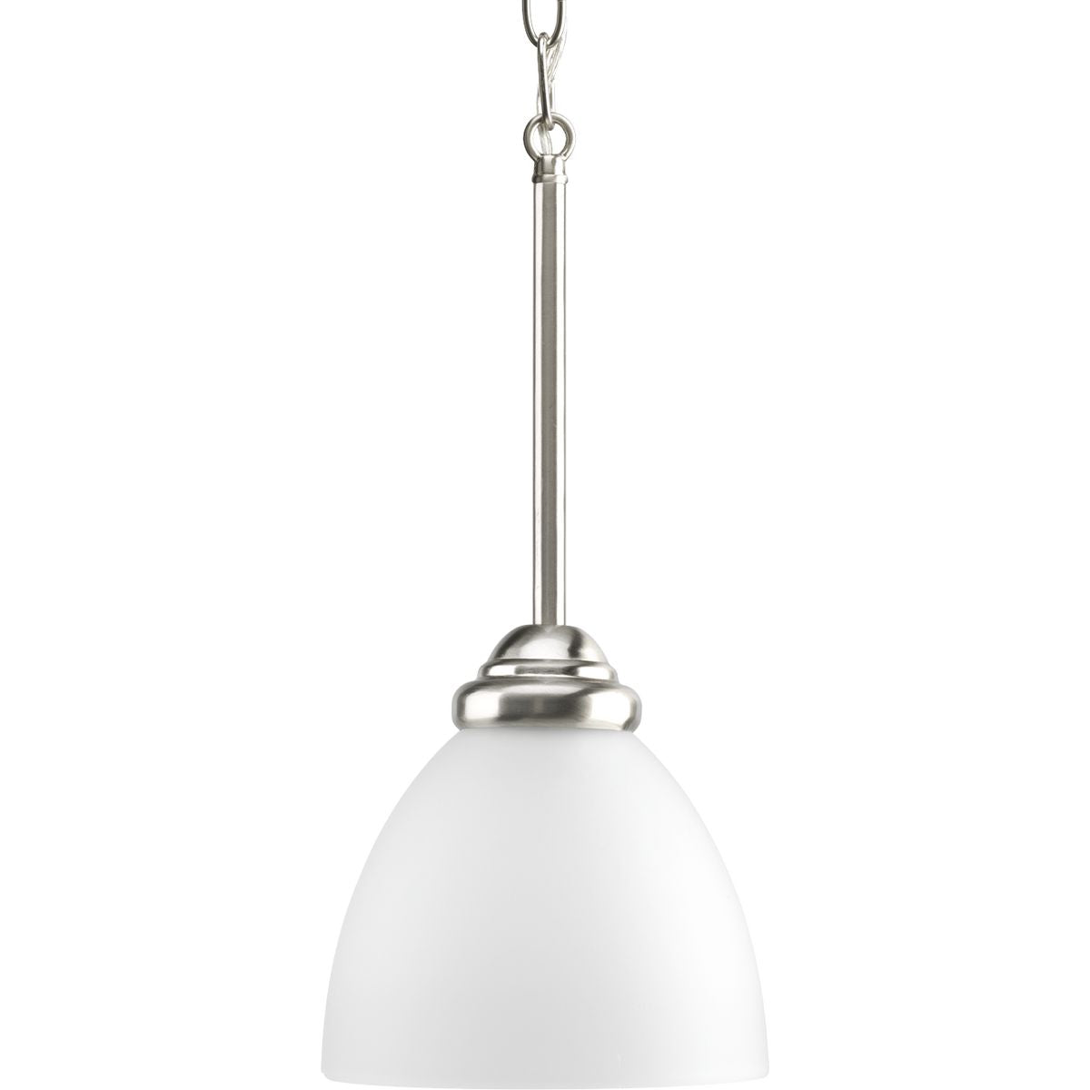PROGRESS LIGHTING P5131-09 Brushed Nickel Heart Collection One-Light Brushed Nickel Etched Glass Traditional Mini-Pendant Light