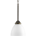 PROGRESS LIGHTING P5131-20 Antique Bronze Heart Collection One-Light Antique Bronze Etched Glass Traditional Mini-Pendant Light