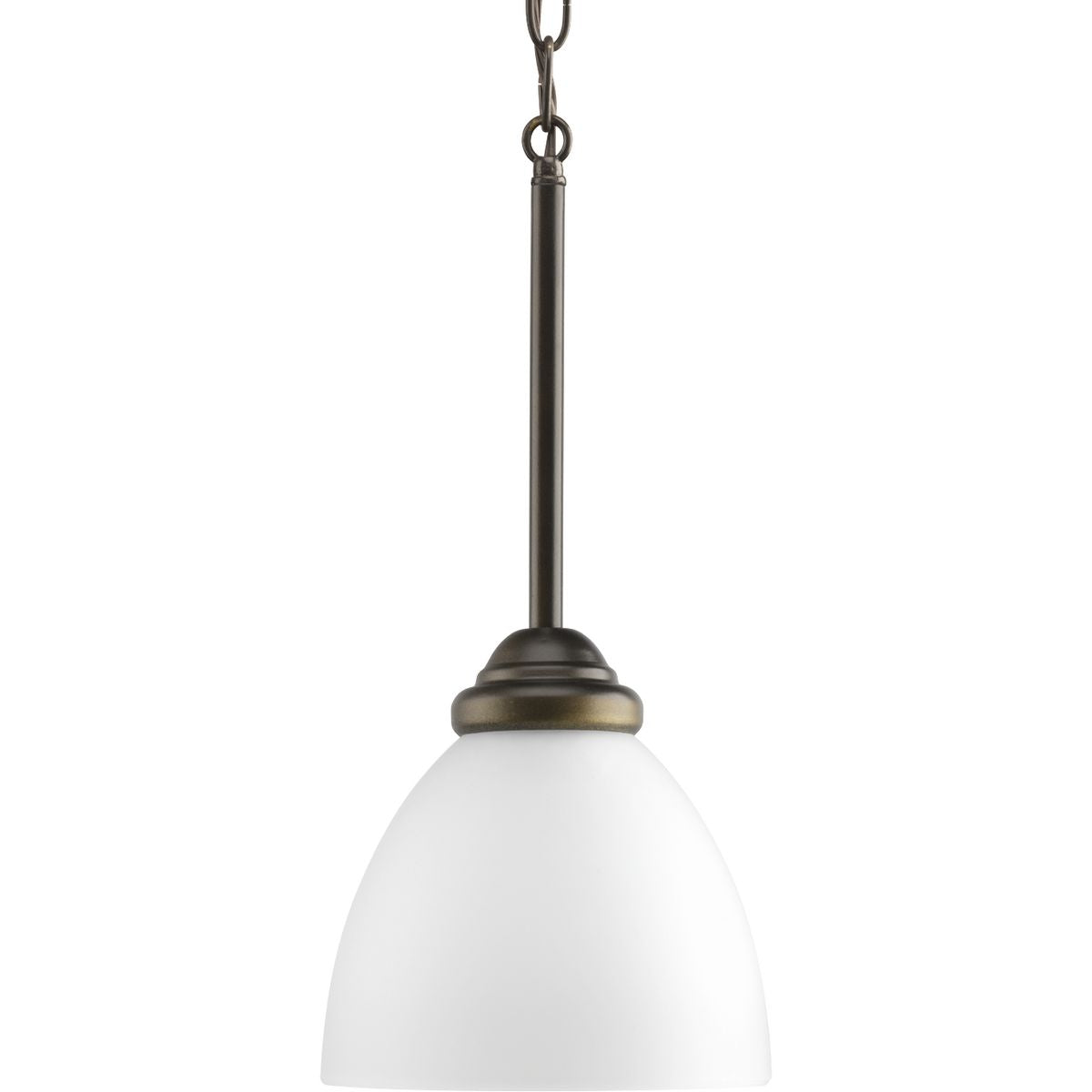 PROGRESS LIGHTING P5131-20 Antique Bronze Heart Collection One-Light Antique Bronze Etched Glass Traditional Mini-Pendant Light