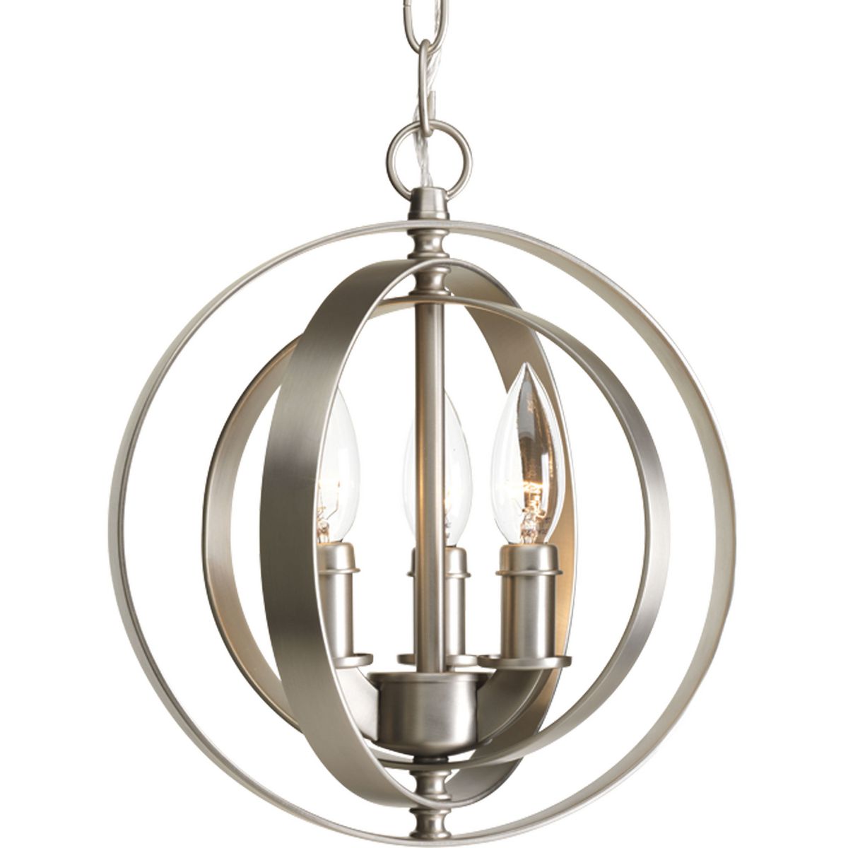 PROGRESS LIGHTING P5142-126 Burnished Silver Equinox Collection Three-Light Burnished Silver New Traditional Sphere Pendant Light