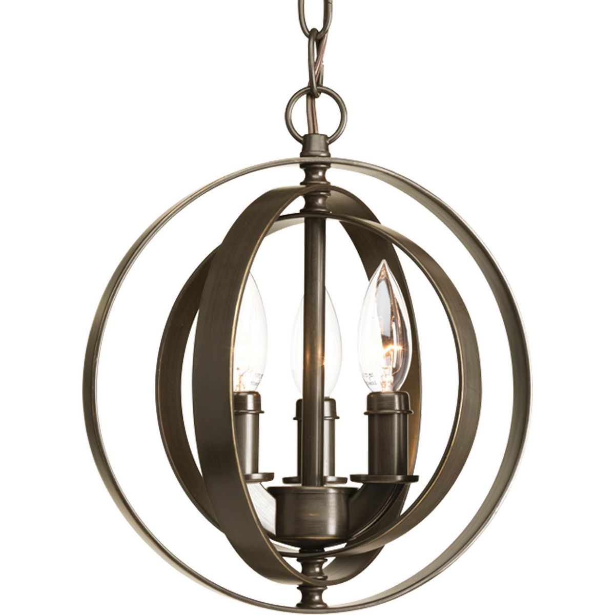 PROGRESS LIGHTING P5142-20 Antique Bronze Equinox Collection Three-Light Sphere Pendant