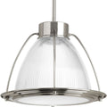 PROGRESS LIGHTING P5143-0930K9 Brushed Nickel Prismatic Glass LED Collection One-Light Brushed Nickel Prismatic Glass Coastal Pendant Light