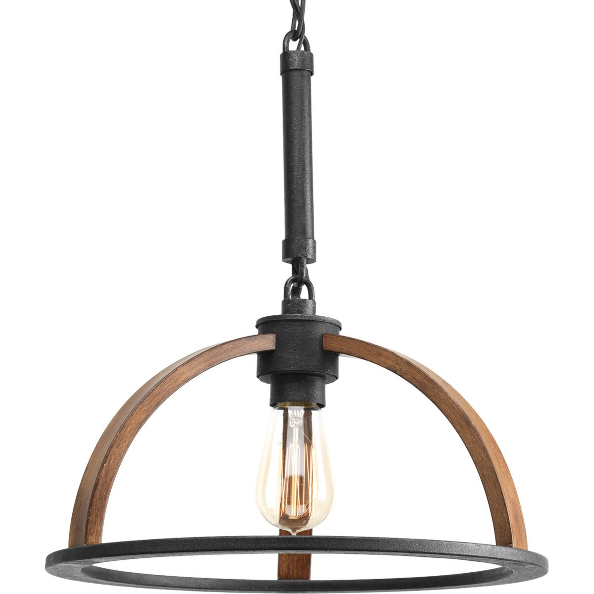 PROGRESS LIGHTING P5152-71 Gilded Iron Trestle Collection One-Light Gilded Iron Farmhouse Pendant Light