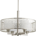 PROGRESS LIGHTING P5156-09 Brushed Nickel Mingle Collection Four-Light Brushed Nickel Etched Parchment Glass Global Pendant Light