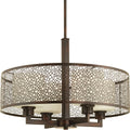 PROGRESS LIGHTING P5156-20 Antique Bronze Mingle Collection Four-Light Antique Bronze Natural Parchment Glass Global Pendant Light