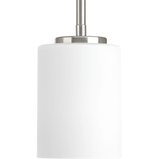 PROGRESS LIGHTING P5170-09 Brushed Nickel Replay Collection One-Light Brushed Nickel Etched White Glass Modern Mini-Pendant Light