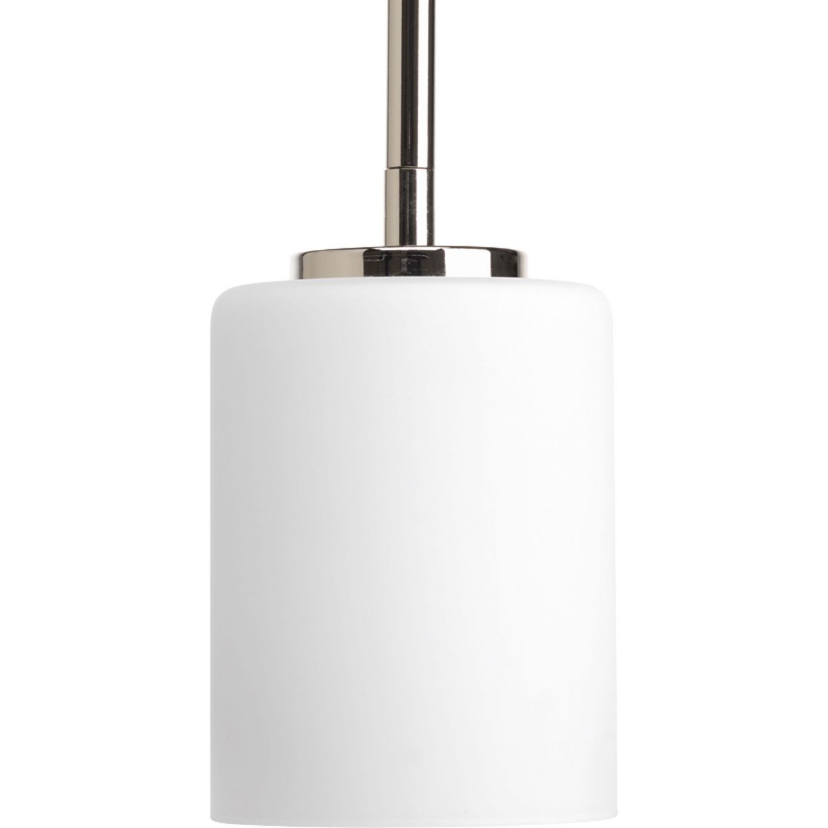 PROGRESS LIGHTING P5170-104 Polished Nickel Replay Collection One-Light Polished Nickel Etched White Glass Modern Mini-Pendant Light