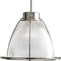 PROGRESS LIGHTING P5183-09 Brushed Nickel Prismatic Glass Collection One-Light Brushed Nickel Clear Prismatic Glass Coastal Mini-Pendant Light