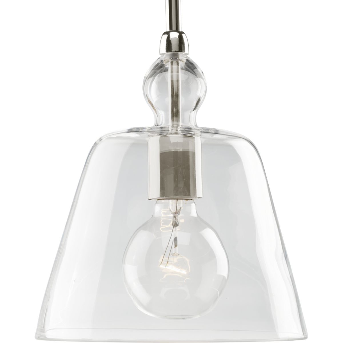 PROGRESS LIGHTING P5184-104 Polished Nickel Clear Glass One-Light Polished Nickel Coastal Mini-Pendant Light