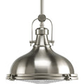 PROGRESS LIGHTING P5188-09 Brushed Nickel Fresnel Lens Collection One-Light Brushed Nickel Fresnel Glass Coastal Pendant Light