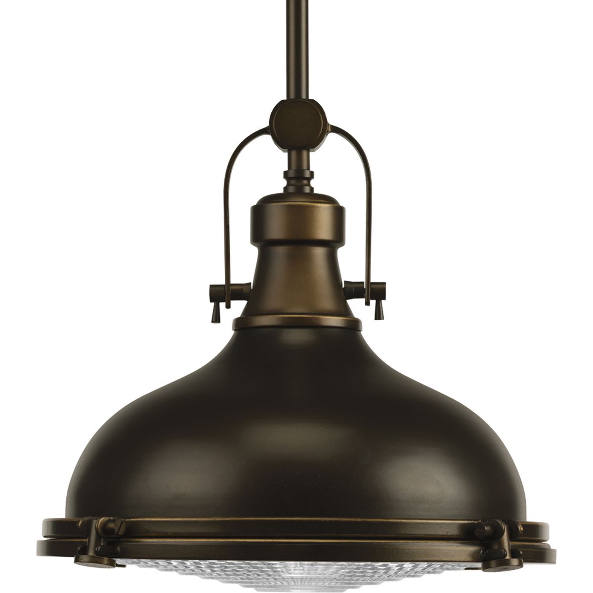 PROGRESS LIGHTING P5188-108 Oil Rubbed Bronze Fresnel Lens Collection One-Light Oil Rubbed Bronze Fresnel Glass Coastal Pendant Light