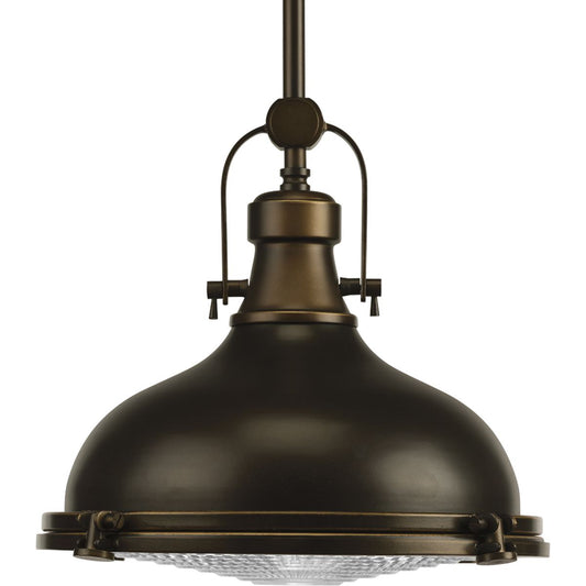 PROGRESS LIGHTING P5188-108 Oil Rubbed Bronze Fresnel Lens Collection One-Light Oil Rubbed Bronze Fresnel Glass Coastal Pendant Light