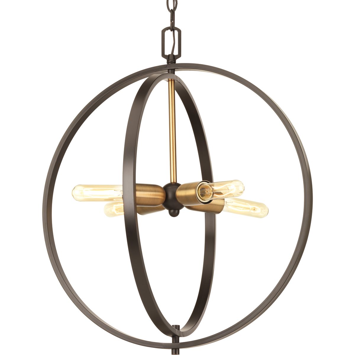 PROGRESS LIGHTING P5190-20 Antique Bronze Swing Collection Four-Light Antique Bronze Global Pendant Light