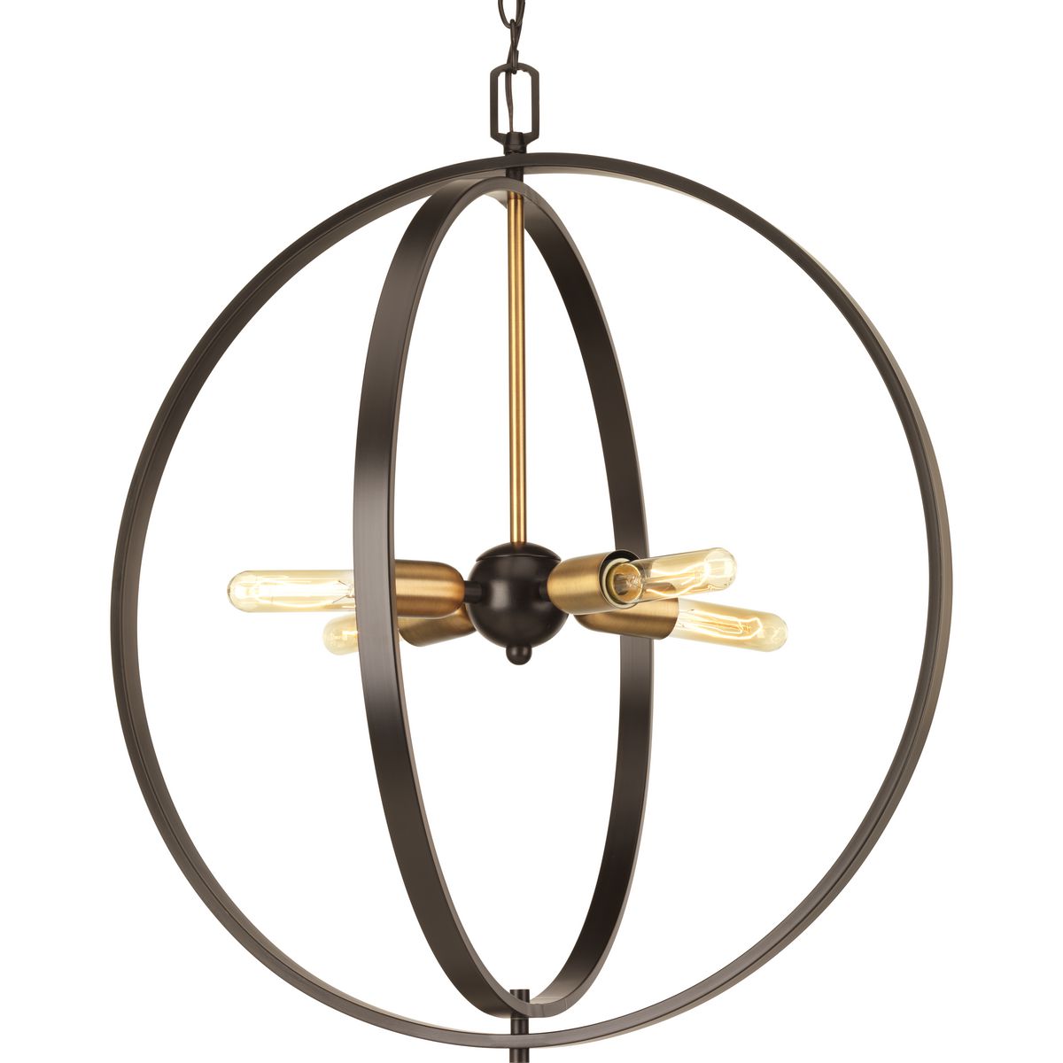 PROGRESS LIGHTING P5191-20 Antique Bronze Swing Collection Four-Light Antique Bronze Global Pendant Light