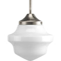 PROGRESS LIGHTING P5196-09 Brushed Nickel School House Pendant Collection One-Light Brushed Nickel White Opal Glass Coastal Mini-Pendant Light