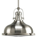 PROGRESS LIGHTING P5197-09 Brushed Nickel Fresnel Lens Collection One-Light Brushed Nickel Fresnel Glass Coastal Pendant Light
