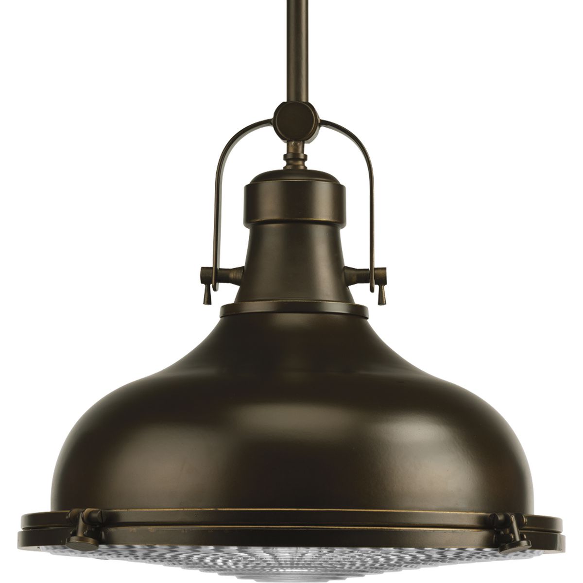 PROGRESS LIGHTING P5197-108 Oil Rubbed Bronze Fresnel Lens Collection One-Light Oil Rubbed Bronze Fresnel Glass Coastal Pendant Light
