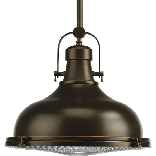 PROGRESS LIGHTING P5197-108 Oil Rubbed Bronze Fresnel Lens Collection One-Light Oil Rubbed Bronze Fresnel Glass Coastal Pendant Light