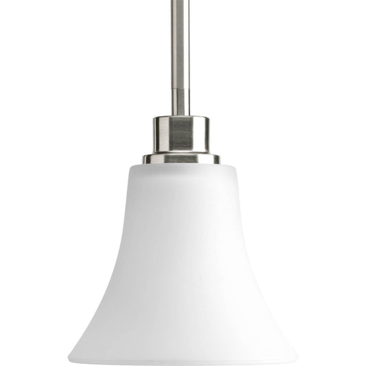 PROGRESS LIGHTING P5270-09 Brushed Nickel Joy Collection One-Light Brushed Nickel Etched Glass Traditional Mini-Pendant Light