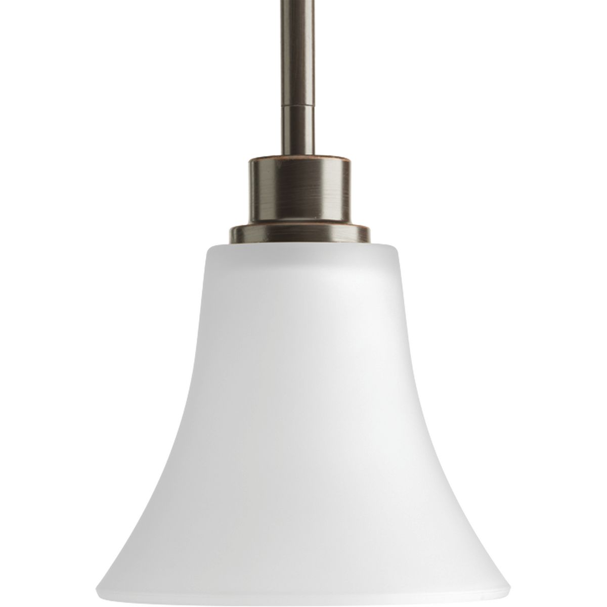 PROGRESS LIGHTING P5270-20W Antique Bronze Joy Collection One-Light Antique Bronze Etched White Glass Traditional Mini-Pendant Light