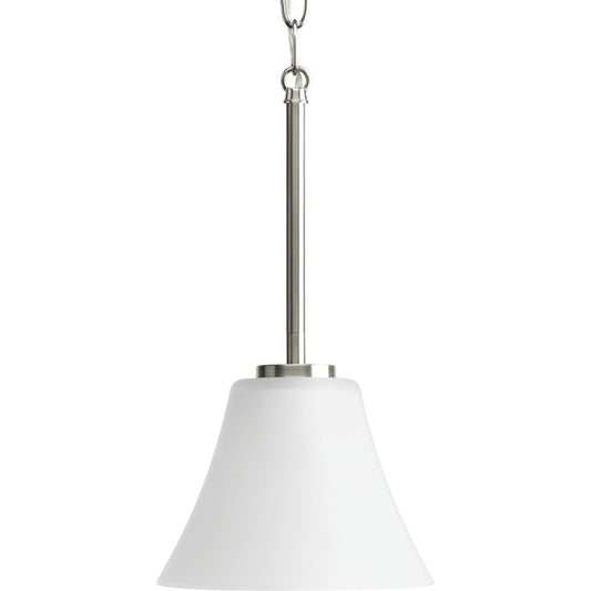 PROGRESS LIGHTING P5300-09 Brushed Nickel Bravo Collection One-Light Brushed Nickel Etched Glass Modern Mini-Pendant Light