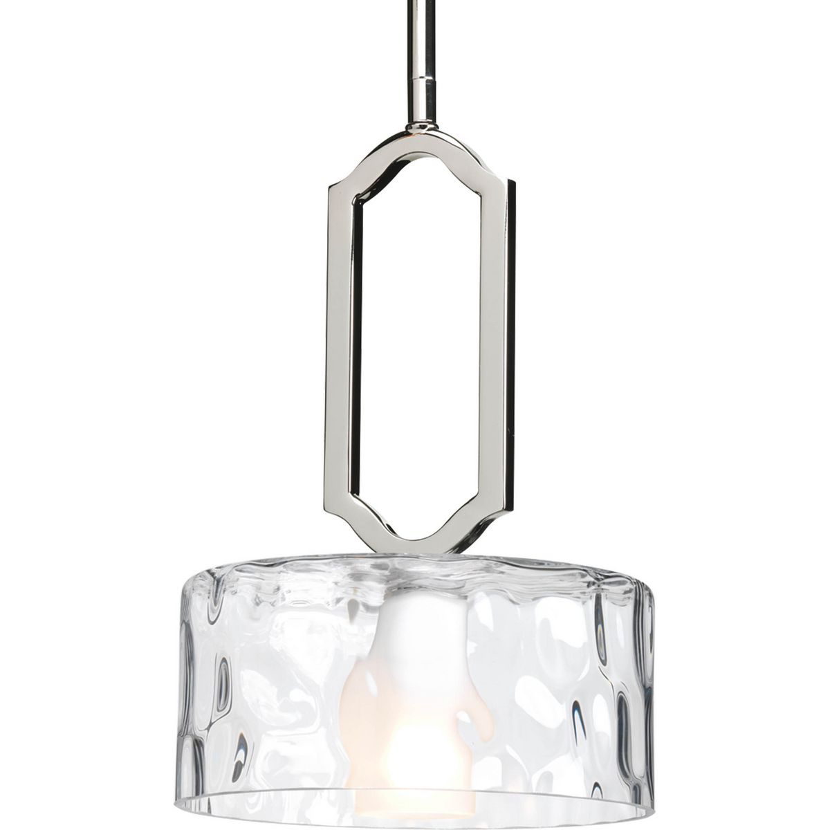 PROGRESS LIGHTING P5306-104WB Polished Nickel Caress Collection One-Light Polished Nickel Clear Water Glass Luxe Mini-Pendants Light