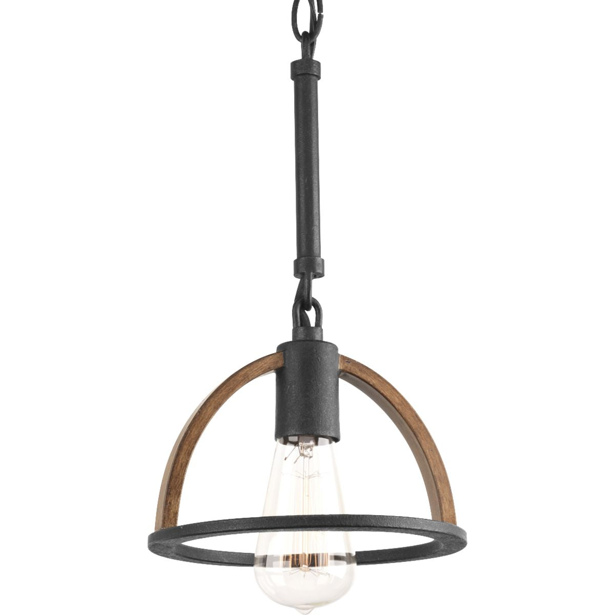 PROGRESS LIGHTING P5315-71 Gilded Iron Trestle Collection One-Light Gilded Iron Farmhouse Mini-Pendant Light