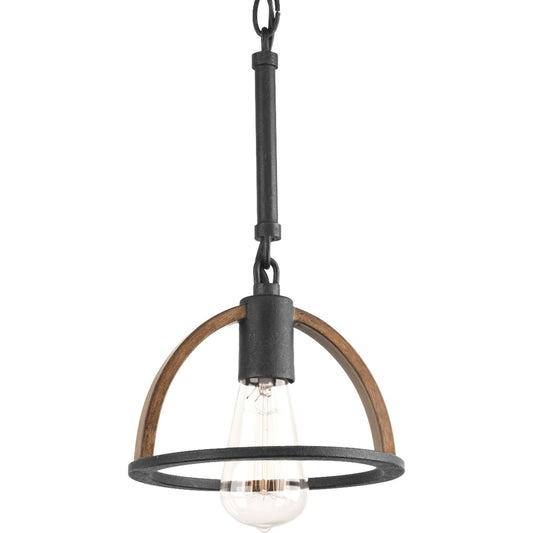 PROGRESS LIGHTING P5315-71 Gilded Iron Trestle Collection One-Light Gilded Iron Farmhouse Mini-Pendant Light