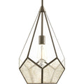 PROGRESS LIGHTING P5319-20 Antique Bronze Cinq Collection One-Light Antique Bronze Antique Mirror Glass Global Pendant Light