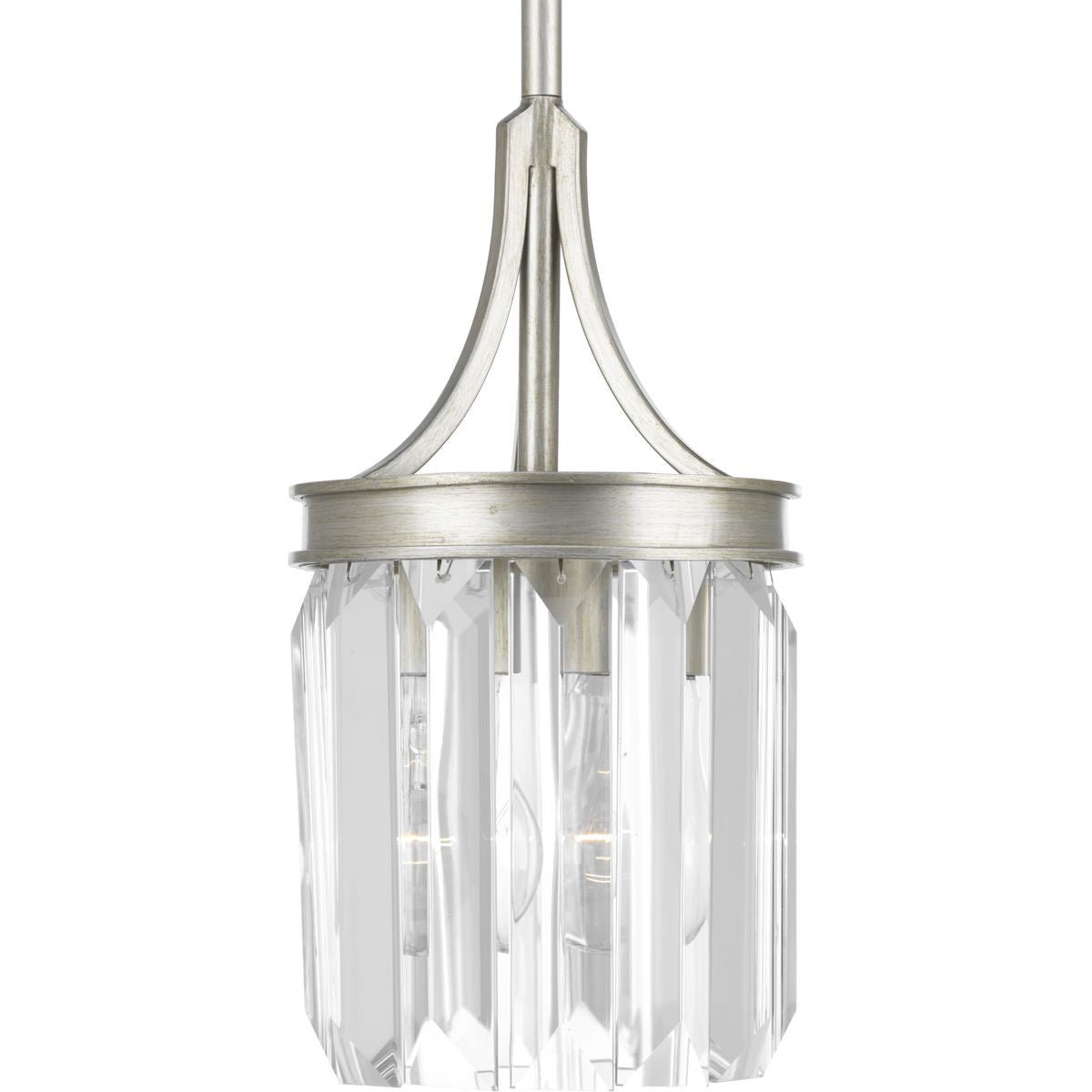 PROGRESS LIGHTING P5320-134 Silver Ridge Glimmer Collection One-Light Silver Ridge Clear Glass Luxe Mini-Pendant Light
