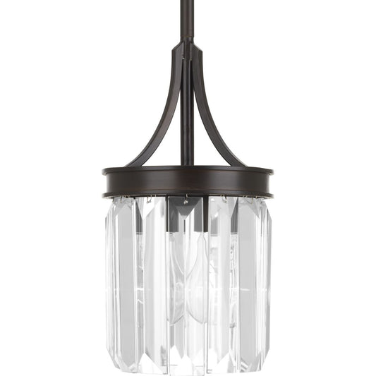 PROGRESS LIGHTING P5320-20 Antique Bronze Glimmer Collection One-Light Antique Bronze Clear Glass Luxe Pendant Light